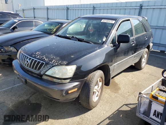 2001 Lexus RX 300 with VIN JTJHF10U110206873, listed as a Copart auction lot 53180474 with 0 mi miles and Salvage Title. Bid and sale history available at carsss.com. Image 1.