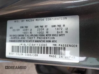 2010 Mazda 3 S Grand Touring with VIN JM1BL1S58A1133065, listed as a IAAI auction lot 41837675 with 143,138 mi miles and . Bid and sale history available at DreamBid. Image 9.