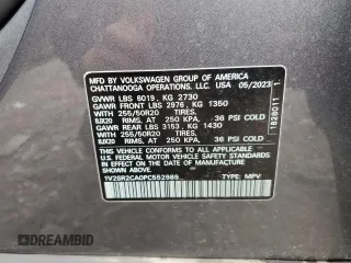 2023 Volkswagen Atlas SEL R-Line Black with VIN 1V2SR2CA0PC552989, listed as a Copart auction lot 78091744 with 37,644 mi miles and Salvage title. Bid and sale history available at DreamBid. Image 13.