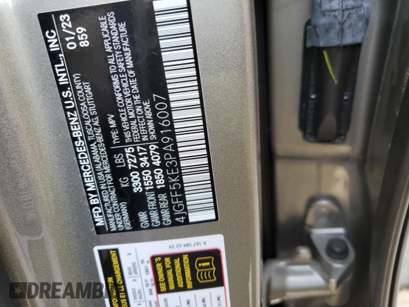 2023 Mercedes-Benz GLS 450 with VIN 4JGFF5KE3PA916007, listed as a Copart auction lot 46456284 with 15,751 mi miles and . Bid and sale history available at DreamBid. Image 14.