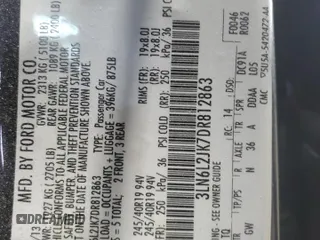 2013 Lincoln MKZ with VIN 3LN6L2JK7DR812863, listed as a Copart auction lot 43000195 with 66,732 mi miles and Salvage Title. Bid and sale history available at DreamBid. Image 12.