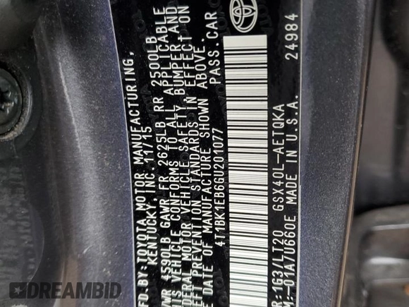 2016 Toyota Avalon Limited with VIN 4T1BK1EB6GU201077, listed as a Copart auction lot 53687365 with 93,926 mi miles and Salvage Title. Bid and sale history available at DreamBid. Image 13.
