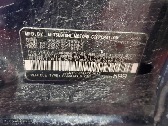 2014 Mitsubishi Lancer ES with VIN JA32U2FU2EU013673, listed as a Copart auction lot 41918345 with 212,388 mi miles and Salvage Title. Bid and sale history available at carsss.com. Image 12.