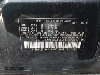 2019 Subaru Legacy Premium z VIN 4S3BNAF66K3005684, wystawiony jako IAAI lot #42551315 z przebiegiem 99 800 mil mil oraz . Historia ofert i sprzedaży dostępna na DreamBid. Obrazek 9.
