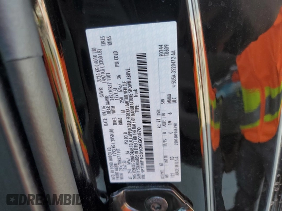 2016 Ford F-150 XL with VIN 1FTMF1C81GKG01570, listed as a Copart auction lot 53524285 with 61,620 mi miles and Salvage Title. Bid and sale history available at DreamBid. Image 14.