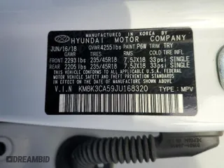 2018 Hyundai Kona Limited with VIN KM8K3CA59JU168320, listed as a Copart auction lot 45940545 with 95,471 mi miles and Salvage Title. Bid and sale history available at carsss.com. Image 14.