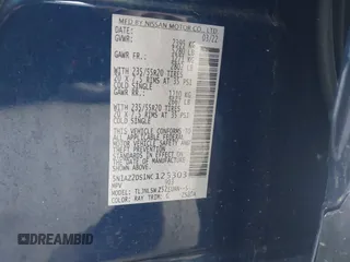 2022 Nissan Murano Platinum z VIN 5N1AZ2DS1NC125303, wystawiony jako IAAI lot #42099664 z przebiegiem 55 542 mil mil oraz . Historia ofert i sprzedaży dostępna na DreamBid. Obrazek 9.