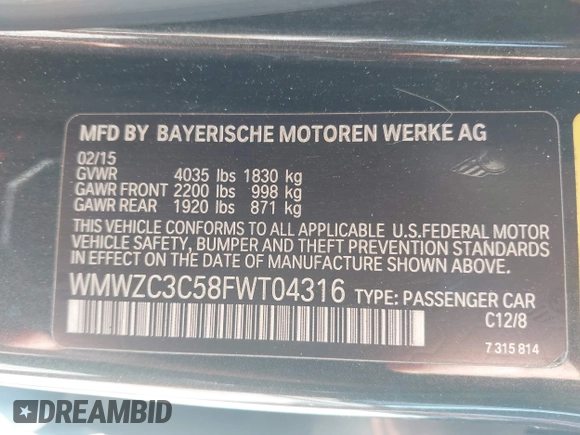 2015 MINI Countryman S with VIN WMWZC3C58FWT04316, listed as a IAAI auction lot 42525698 with 97,046 mi miles and . Bid and sale history available at DreamBid. Image 9.
