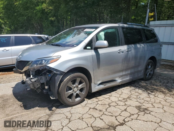 2015 Toyota Sienna SE with VIN 5TDXK3DCXFS580975, listed as a Copart auction lot 56309505 with 154,073 mi miles and Salvage title. Bid and sale history available at DreamBid. Image 1.