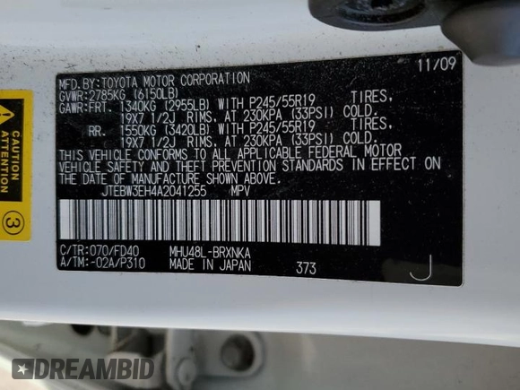 2010 Toyota Highlander Hybrid with VIN JTEBW3EH4A2041255, listed as a Copart auction lot 71751244 with 197,467 mi miles and Clean Title. Bid and sale history available at carsss.com. Image 13.