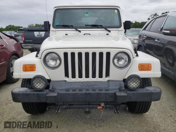 2002 Jeep Wrangler Sahara with VIN 1J4FA59S02P727359, listed as a Copart auction lot 74823414 with 84,186 mi miles and Salvage Title. Bid and sale history available at carsss.com. Image 5.