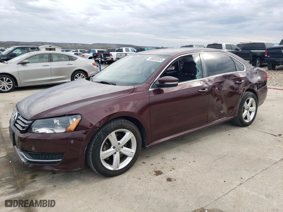 2013 Volkswagen Passat SE with VIN 1VWBP7A32DC084183, listed as a Copart auction lot 88005955 with 184,971 mi miles and Salvage Title. Bid and sale history available at carsss.com. Image 1.