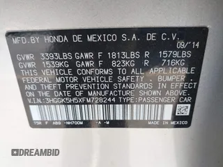 2015 Honda Fit LX с VIN 3HGGK5H5XFM728244, выставлен на аукционе IAAI как лот 42428993 с пробегом 72 258 миль миль и . История ставок и продаж доступна на DreamBid. Изображение 9.