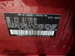 2020 Subaru Legacy Touring XT with VIN 4S3BWGP6XL3033200, listed as a Copart auction lot 60220495 with 58,460 mi miles and Salvage title. Bid and sale history available at DreamBid. Image 12.