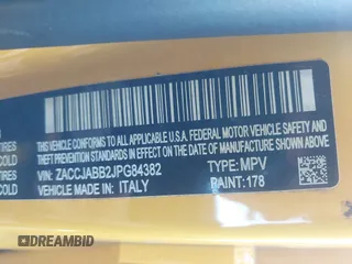 2018 Jeep Renegade Latitude z VIN ZACCJABB2JPG84382, wystawiony jako IAAI lot #41824812 z przebiegiem Nie podano mil oraz . Historia ofert i sprzedaży dostępna na DreamBid. Obrazek 9.
