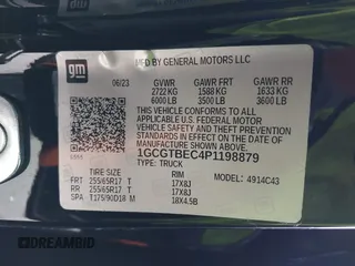 2023 Chevrolet Colorado 4WD Work Truck z VIN 1GCGTBEC4P1198879, wystawiony jako IAAI lot #41322797 z przebiegiem 13 414 mil mil oraz . Historia ofert i sprzedaży dostępna na DreamBid. Obrazek 9.