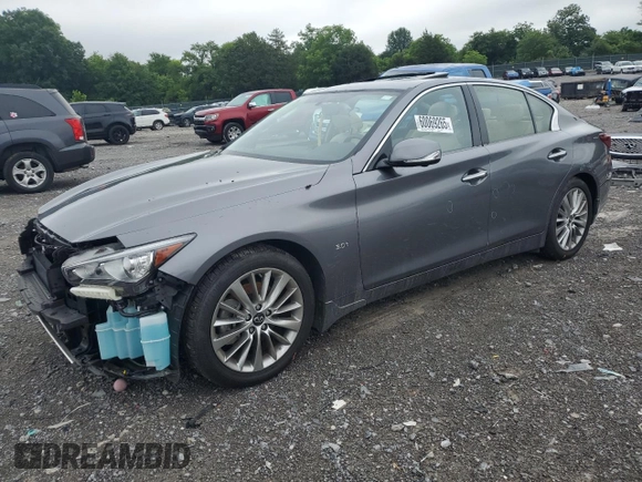 2020 Infiniti Q50 Luxe with VIN JN1EV7AP8LM208073, listed as a Copart auction lot 60069265 with 21,787 mi miles and Salvage title. Bid and sale history available at DreamBid. Image 1.