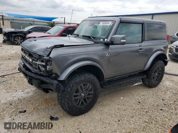 2023 Ford Bronco with VIN 1FMDE5CH0PLA84438, listed as a Copart auction lot 71636534 with 13,304 mi miles and Salvage Title. Bid and sale history available at carsss.com. Image 1.