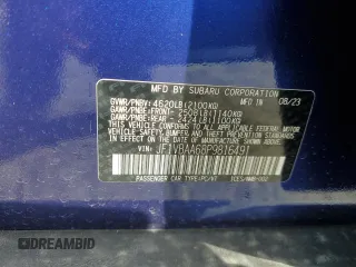 2023 Subaru WRX с VIN JF1VBAA68P9816491, выставлен на аукционе Copart как лот 51762095 с пробегом 8 409 миль миль и Списание • Salvage title. История ставок и продаж доступна на DreamBid. Изображение 13.