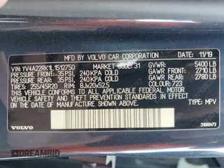 2020 Volvo XC60 Momentum with VIN YV4A22RK1L1512750, listed as a Copart auction lot 88429575 with 107,632 mi miles and Clean title. Bid and sale history available at DreamBid. Image 13.