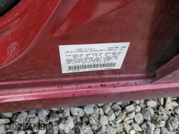 2005 Mitsubishi Galant LS with VIN 4A3AB36S05E049215, listed as a Copart auction lot 52596984 with 109,466 mi miles and Salvage Title. Bid and sale history available at carsss.com. Image 12.