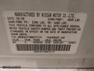 2008 Infiniti G35 Sedan x with VIN JNKBV61F38M277177, listed as a IAAI auction lot 41477402 with 104,071 mi miles. Bid and sale history available at carsss.com. Image 9.