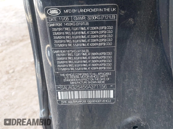 2006 Land Rover LR3 HSE z VIN SALAG25456A371156, wystawiony jako IAAI lot #42353635 z przebiegiem 122 974 mil mil oraz . Historia ofert i sprzedaży dostępna na DreamBid. Obrazek 9.