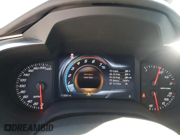 2015 Chevrolet Corvette Z06 3LZ with VIN 1G1YT2D61F5603662, listed as a Copart auction lot 44996685 with 11,996 mi miles and Salvage title. Bid and sale history available at DreamBid. Image 9.