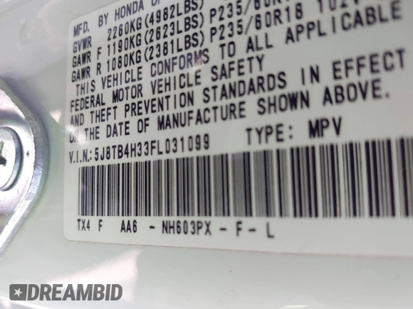 2015 Acura RDX with VIN 5J8TB4H33FL031099, listed as a IAAI auction lot 41939241 with 143,072 mi miles. Bid and sale history available at carsss.com. Image 9.