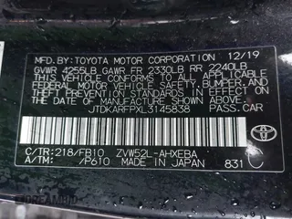 2020 Toyota Prius LE with VIN JTDKARFPXL3145838, listed as a IAAI auction lot 41936362 with 255,980 mi miles and . Bid and sale history available at DreamBid. Image 9.