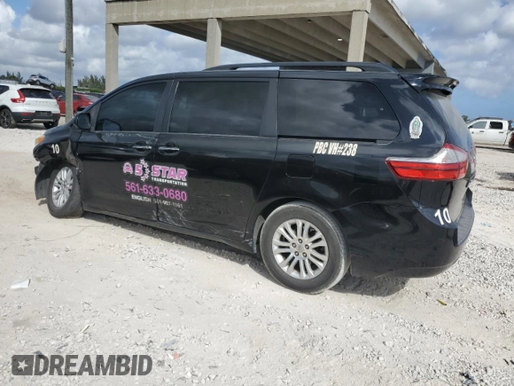 2015 Toyota Sienna XLE with VIN 5TDYK3DC7FS611488, listed as a Copart auction lot 45580075 with 193,344 mi miles and Salvage Title. Bid and sale history available at DreamBid. Image 2.