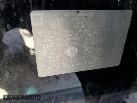 2015 Chevrolet Tahoe LTZ z VIN 1GNSCCKC7FR237119, wystawiony jako Copart lot #52712625 z przebiegiem 264 359 mil mil oraz Szkoda całkowita • Salvage title. Historia ofert i sprzedaży dostępna na DreamBid. Obrazek 15.