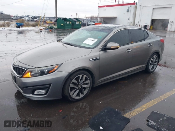 2015 Kia Optima SX Turbo with VIN 5XXGR4A66FG361755, listed as a IAAI auction lot 41199887 with 114,179 mi miles. Bid and sale history available at carsss.com. Image 2.