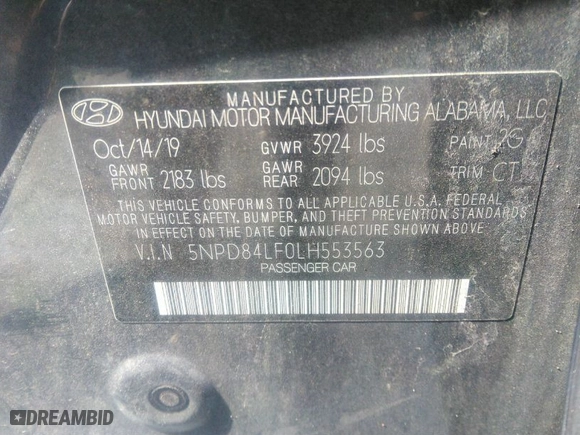 2020 Hyundai Elantra Value Edition with VIN 5NPD84LF0LH553563, listed as a IAAI auction lot 40065800 with 126,466 mi miles. Bid and sale history available at carsss.com. Image 9.