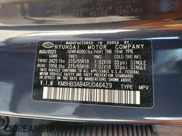 2024 Hyundai Kona SEL with VIN KM8HB3AB4RU046429, listed as a Copart auction lot 67695904 with 9,300 mi miles and Salvage Title. Bid and sale history available at carsss.com. Image 13.