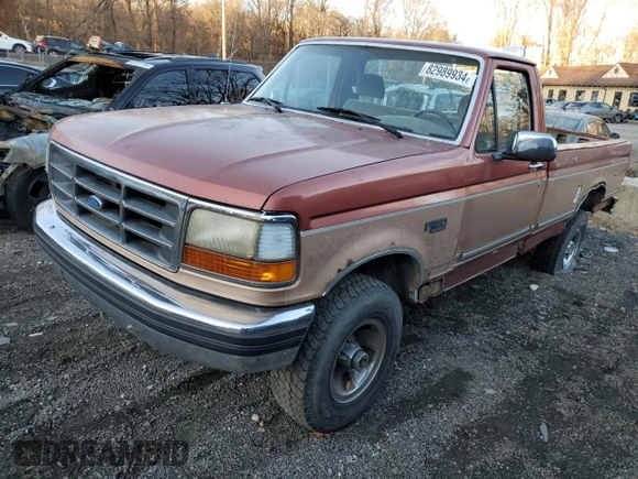 1995 Ford F-150 with VIN 1FTEF14N6SLA05558, listed as a Copart auction lot 82989934 with 0 mi miles and Salvage Title. Bid and sale history available at carsss.com. Image 1.