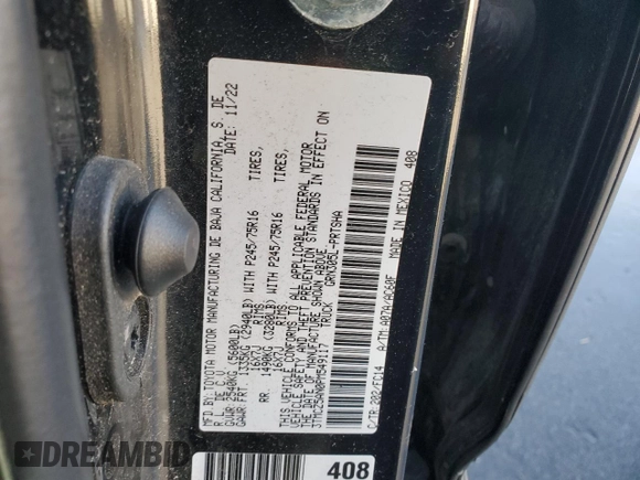 2023 Toyota Tacoma SR with VIN 3TMCZ5AN0PM549117, listed as a Copart auction lot 81299234 with 63,262 mi miles and Salvage title. Bid and sale history available at DreamBid. Image 12.