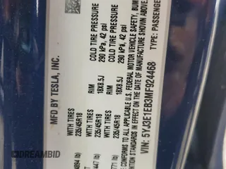 2021 Tesla Model 3 Long Range z VIN 5YJ3E1EB3MF924468, wystawiony jako Copart lot #55046745 z przebiegiem 29 446 mil mil oraz Szkoda całkowita • Salvage title. Historia ofert i sprzedaży dostępna na DreamBid. Obrazek 12.