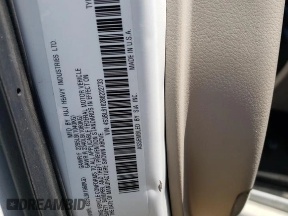 2008 Subaru Legacy with VIN 4S3BL616286222733, listed as a Copart auction lot 71743414 with 156,150 mi miles and Salvage title. Bid and sale history available at DreamBid. Image 13.