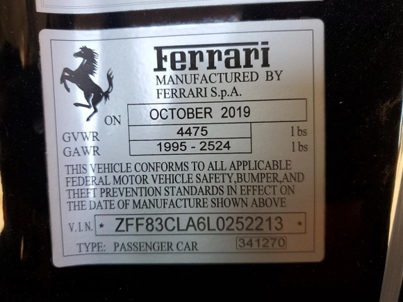 2020 Ferrari 812 z VIN ZFF83CLA6L0252213, wystawiony jako Copart lot #85585314 z przebiegiem 4 525 mil mil oraz Szkoda całkowita • Salvage title. Historia ofert i sprzedaży dostępna na DreamBid. Obrazek 14.