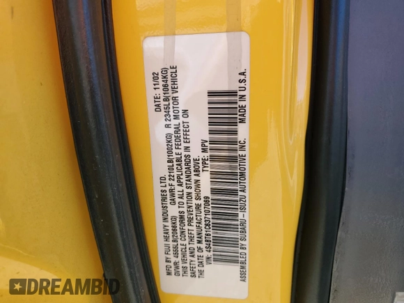 2003 Subaru Baja с VIN 4S4BT61C637107069, выставлен на аукционе Copart как лот 78166634 с пробегом 135 938 миль миль и Списание • Salvage title. История ставок и продаж доступна на DreamBid. Изображение 14.