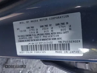 2009 Mazda 3 i Touring Value with VIN JM1BK32F891245402, listed as a IAAI auction lot 41985683 with 216,138 mi miles and . Bid and sale history available at DreamBid. Image 9.