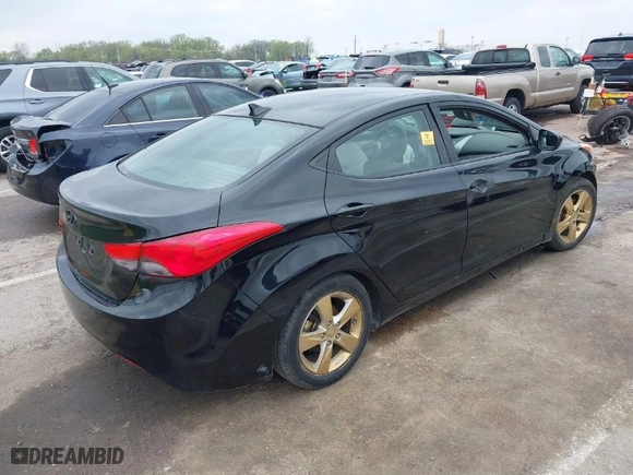 2013 Hyundai Elantra GLS PZEV with VIN 5NPDH4AE7DH343411, listed as a IAAI auction lot 41931384 with 112,000 mi miles. Bid and sale history available at carsss.com. Image 4.