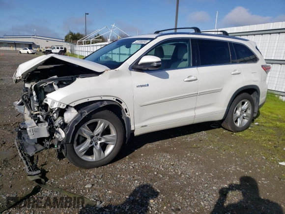 2016 Toyota Highlander Hybrid Limited with VIN 5TDDCRFHXGS016918, listed as a Copart auction lot 43306694 with 115,234 mi miles. Bid and sale history available at carsss.com. Image 1.