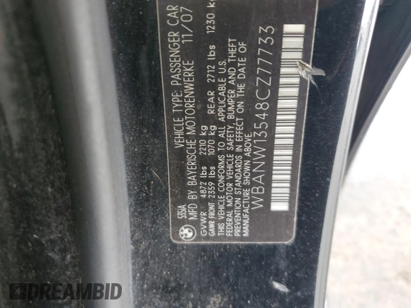 2008 BMW 5 Series 535i z VIN WBANW13548CZ77733, wystawiony jako Copart lot #56861005 z przebiegiem 207 196 mil mil oraz Szkoda całkowita • Salvage title. Historia ofert i sprzedaży dostępna na DreamBid. Obrazek 12.