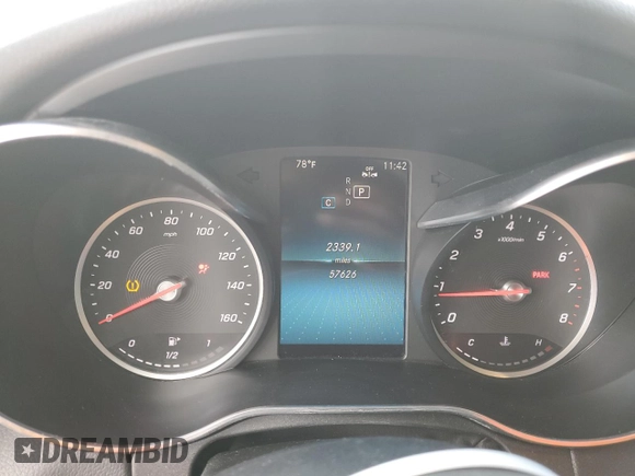 2019 Mercedes-Benz C 300 with VIN 55SWF8DB2KU295639, listed as a Copart auction lot 44784485 with 57,626 mi miles and Salvage Title. Bid and sale history available at DreamBid. Image 9.