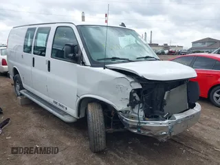 2021 Chevrolet Express Cargo Van with VIN 1GCWGAF77M1204620, listed as a IAAI auction lot 41933567 with 51,880 mi miles. Bid and sale history available at carsss.com. Image 1.