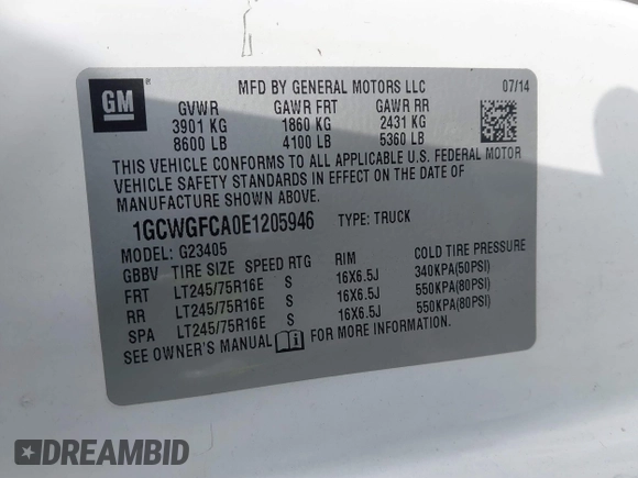 2014 Chevrolet Express Cargo Van with VIN 1GCWGFCA0E1205946, listed as a IAAI auction lot 41685687 with 317,212 mi miles. Bid and sale history available at carsss.com. Image 9.