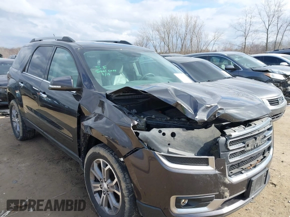 2015 GMC Acadia SLT with VIN 1GKKVRKDXFJ385556, listed as a IAAI auction lot 41844438 with 92,691 mi miles. Bid and sale history available at carsss.com. Image 1.