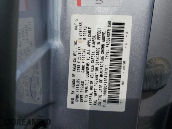 2015 Acura TLX Technology with VIN 19UUB3F52FA007911, listed as a Copart auction lot 53908675 with 119,995 mi miles and Salvage title. Bid and sale history available at DreamBid. Image 12.